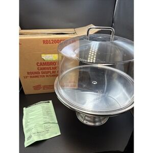 Cambro Cake Stand Dessert Display 12" Round Chrome Handle 15" Tall